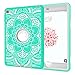 iPad Mini 4 Case A1538/A1550, Hocase Rugged Hybrid Double Layer Shockproof Protective Hard Rubber Case for Apple iPad Mini 4 Retina - Aqua Flower/Grey