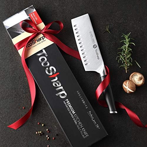 TooSharp Couteau de Chef Nakiri, 7 Pouces Couteaux de Cuisine Professionnels, Prime G-10 Garolite Poignée Allemagne Antiadhésif Haute teneur en Carbone Acier X50CrMoV15-7 (180mm) - Cuisine A Vivre TooSharp Couteau de Chef Nakiri, 7 Pouces Couteaux de Cuisine Professionnels, Prime G-10 Garolite Poignée Allemagne Antiadhésif Haute teneur en Carbone Acier X50CrMoV15-7 (180mm)