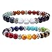 Jovivi 2pc 7 Chakras Yoga Meditation Healing Balancing Round Stone Beads Stretch Bracelet Set, with Gift Box,Valentines Gifts
