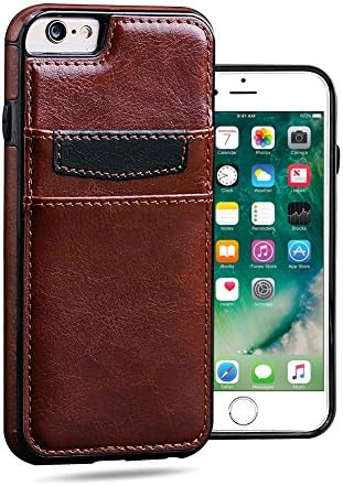 Phone 6S/6 Leather Card Case, Tonerone Pu Leather Case, 2 Card Slots, Ultra Slim, [Business Style] Creative Leather Case Back Cover Drop Protection For Apple iPhone 6/6S 4.7 Inch Dark Brown