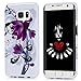 S7 Edge Case,Samsung Galaxy S7 Edge Case - Badalink Soft TPU Rubber Skin Gel Bumper Ultra-thin Slim Fit Print Cover with High Definition Screen Protector & Dust Plug & Stylus Pen - Purple Flowers