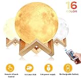 3D Moon Lamp ,16 Colors LED 3d Printed Moon Light Home Decorative Light with Remote&Touch Control and USB Rechargeable Moon Light Lamps Night Lights for Kids Baby Birthday Party Christmas Gifts