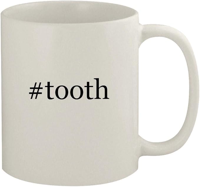 tooth 11oz Ceramic White Coffee Mug, White Coffee Cups & Mugs