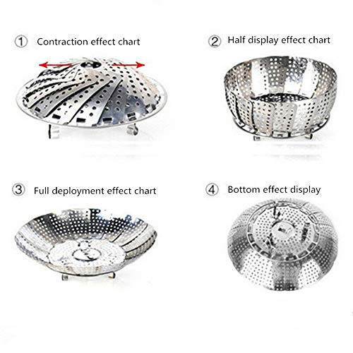 UPZHIJI Steamer Basket Stainless Steel Vegetable Steamer Basket Folding Steamer Insert for Veggie Fish Seafood Cooking, Expandable to Fit Various Size Pot (5.5" to 9")