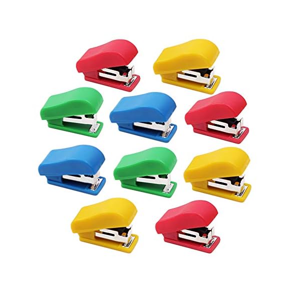 10 Set Mini Office Stapler with 10 Staples, Small Hand Stapler