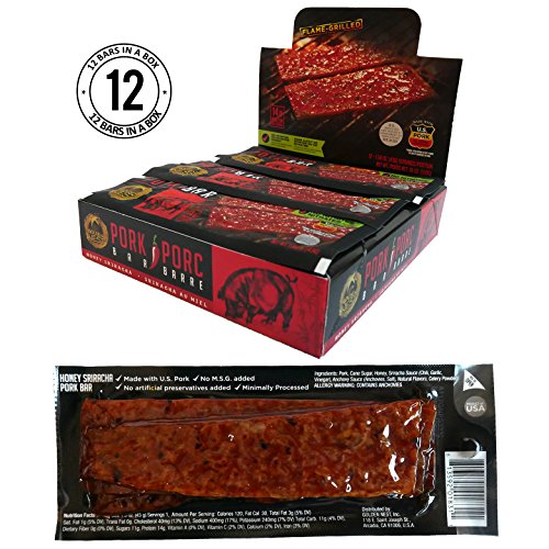 Golden Nest Jerky Bar, Gluten Free, Healthy Meat From Gourmet USA, Non-GMO Honey Glazed (1.5 oz.) - Pack of 12 (Pork Honey Sriracha)