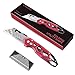 Professional Box Cutter Folding Utility Knife, E-PRANCE Pocket Carpet Knife with 14 Replaceable SK5 Stainless Steel Blades, Easy Release Button, Quick Change and Locking Razor Knife (Red2)