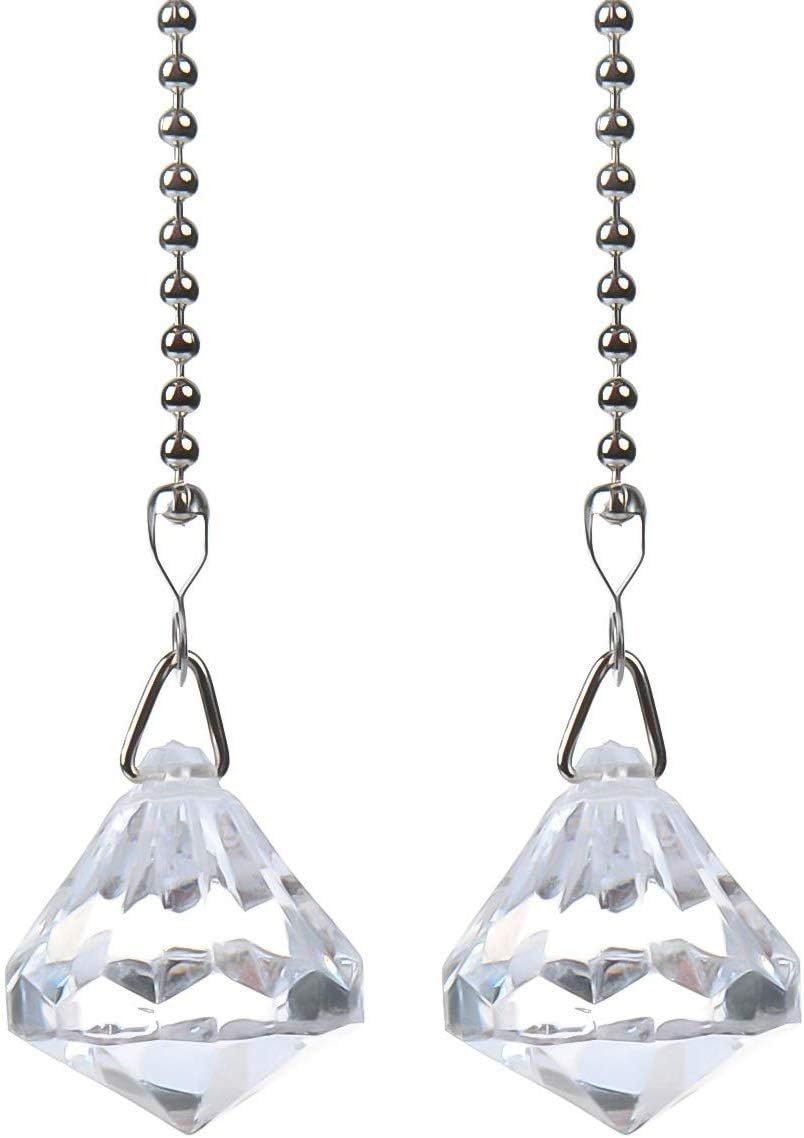 Saim Ceiling Fan Pull Chain With 12 Inches Silver Chains Acrylic