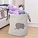 Storage Baskets, Junnom Collapsible & Convenient Laundry Bin/Laundry Basket/Laundry Hamper/Storage Solution for Office, Bedroom, Clothes, Toys - Super Cute Gray Elephant