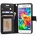 Grand Prime Case, Arae Samsung Galaxy Grand Prime wallet case,[Wrist Strap] Flip Folio [Kickstand Feature] PU leather wallet case with ID&Credit Card Pockets For Samsung Galaxy Grand Prime (Black)