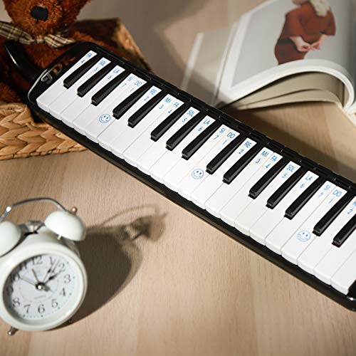 JDR Melodica instrument 37 Keys Piano Style Keyboard Standard Tone with 2×Mouthpiece 2×Tube Music Book Case for Kids Music Gift - Thumbnail 7