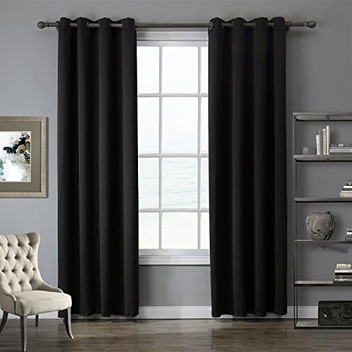 Room Darkening Thermal Insulated Blackout Grommet Window Curtain for Living Room, Black, 52"W x 84"L, 1 Panel