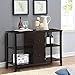 Yaheetech 3 Tier Solid Wood Buffet/Sideboard Table Console Sofa Table w/2 Grooved Cubby Storage Espresso Finished