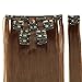 S-noilite 8PCS/SET Full Head Clip in Hair Extensions 140Grams Thick Real Natural Synthetic Hairpiece(23inches-straight, Medium Brown)