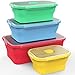 Vremi Silicone Food Storage Containers with BPA Free Airtight Plastic Lids - Set of 4 Small and Large Collapsible Meal Prep Container for Kitchen or Kids Lunch Boxes - Microwave and Freezer Safe primary