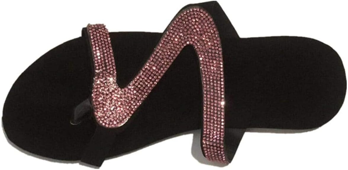Amazon.com | Women Summer Flat Bling Slippers (9) Black Silver | Slippers
