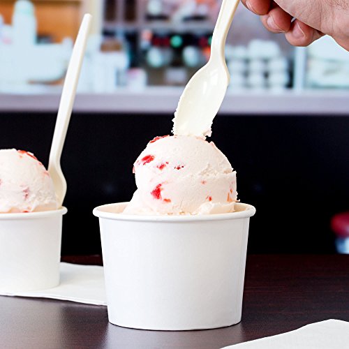 50 Pack | Ice Cream Sundae Cups | Disposable Paper Dessert Frozen Yogurt Bowls Party Supplies for Hot or Cold Food, White, | 6-Ounce