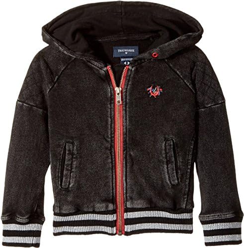 True Religion Kids Baby Girl's Moto Zip-Up Hoodie (Toddler/Little Kids) Black Sweatshirt