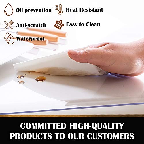 36x36 Inch Clear Plastic Table Protector Dining Tablelcloth Vinyl Desk Topper Pad Mat Wooden Furniture Dressing Cabinet Glass End Side PVC Table Cloth Countertop Cover Cutting Wipeable Rectangular - Thumbnail 4