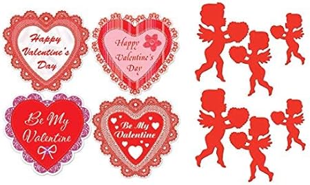 Amazon Co Jp Fakkos デザイン バレンタインデー パーティー用品 デコレーション ハートとキューピッド 大きなカードストック 切り抜き おもちゃ