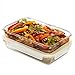 Komax Oven Safe Glass Casserole Baking Dish Set of 2 - Large 12 by 8 inch Food Storage Roasting Lasagna Pan - Airtight Container With Locking Lids - BPA Free - 64oz.