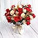 LY EMMET Artificial Rose Bouquets with Ceramics Vase Fake Rose Flowers Decoration for Table Home Office Wedding-Red