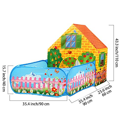 Kids House,2-Piece Toddler Play Tents w/ Ball Pit ,Indoor & Outdoor Jungle Gym Playhouse Children,Boys,Girls & Babies,Foldable Large Toys Storage - Great Birthday Gift