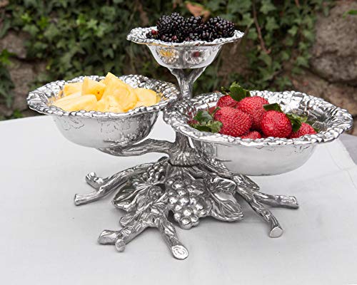 Arthur Court Designs Aluminum Grape Tiered 3-Bowls - Thumbnail 4