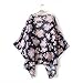 METFIT Women Boho Floral Chiffon Loose Shawl Kimono Cardigan Cover up Blouse (L, Floral)