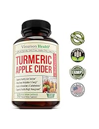 Complemento de vinagre de Apple Cider Turmeric con jengibre y bioperina. Natural Detox &...