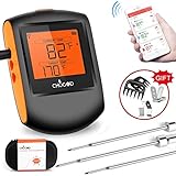 Meat Thermometer Bluetooth - CHUGOD BBQ Cooking Thermometer Wireless Remote Digital Cooking Food Meat Thermometer with 3 Probes for Smoker Grilling Oven Kitchen(Carrying Case Included)