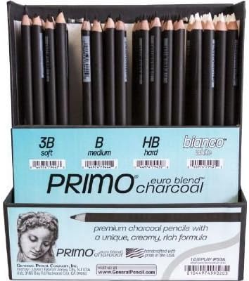 Primo Euro Blend Charcoal Pencil Display by Primo