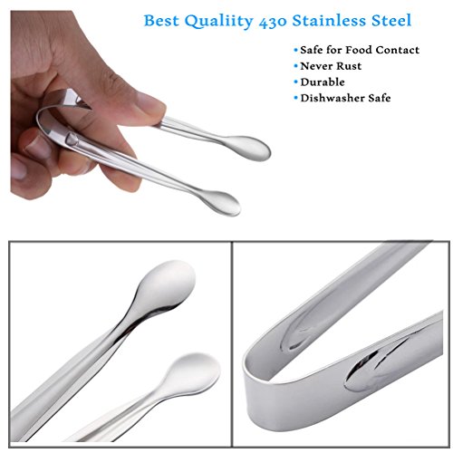 image for Sugar Tongs,Elitlife Pack of 4 Mini Ice Tongs for Bucket,Stainless Ste