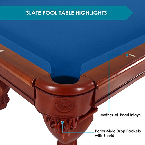 Harvil Bellagio Slate Pool Table 8-Foot with Blue Felt. Includes On-Site Delivery, Professional Installation and Accessories