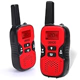 UOKOO Kids Walkie Talkies, 22 Channel FRS/GMRS 2 Way Radio 2 miles (up to 3.7 Miles) UHF Handheld Walkie Talkies for Kids (1 Pair) Red