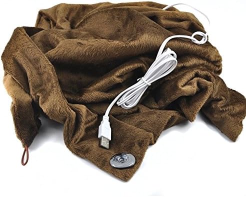 USB Powered Soft Heated Shawl Winter Electric Warming Heating Blanket Pad (Brown)