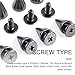 Swpeet 110 Pairs Gun-Black 7mm x 9.5mm Bullet Cone Spike and Stud Metal Screw Back for DIY Leather Craft Cool Rivets Punk Stud Coincal Layer
