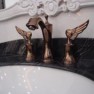 BL Modern retro Bathroom Sink Faucet Classic Widespread Sytle with Rose Gold Finish,Sink Faucet(Chrome plated solid brass)