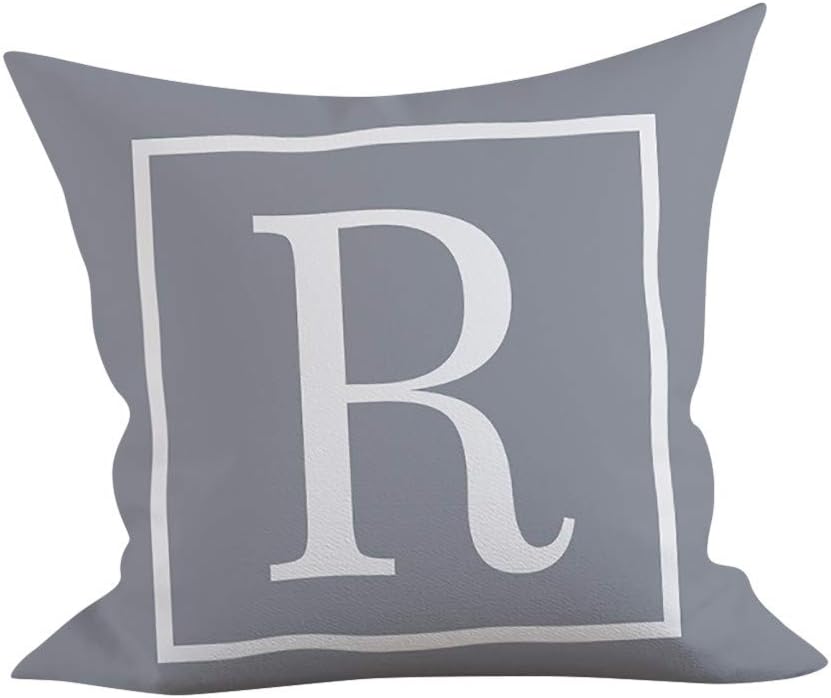 Watopi English Letter Pillowcase, Nursery Alphabet Cushion Cover, Kids Throw Pillow Cover, 45 x 45cm 1 PC, Sofa Home Gift, (R)