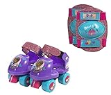 PlayWheels Doc McStuffins Glitter Kids Roller Skates with Knee Pads - Junior Size 6-12