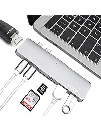 antopm USB C Hub multipuerto Type C Hub adaptador Thunderbolt 3 de aluminio para 2016 2017 Macbook pro 13"&15" 2 puertos USB 3.0, tipo C puerto de carga, SD Tarjeta Micro SD reader  más rápido 40 GBS USB C