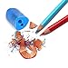 Mega Set Of 12 Double Hole Triangular Shaped Pencil Sharpener With Cover and Receptacle! Comes In 4 Colors- Red, Blue, Yellow, and Green!