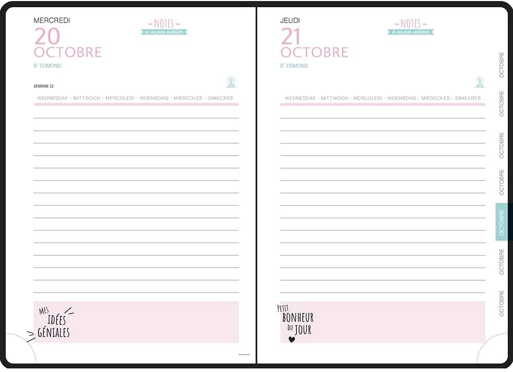 Exacompta Forum Ariel 1824851E Mermaid Pearl Diary 12 x 17 cm August 2021 to July 2022 - Image 3