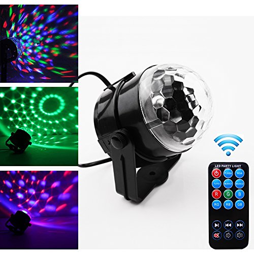 Misun 2016 Newest 7 Color Changes With Remote Control Sound Actived Auto Flash 3W RGB Mini Rotating Magic Crystal Ball Stage Lights For KTV Xmas Party Wedding Show Club Pub Disco DJ And More