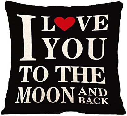 AmbreliaAmbrelia Cotton Linen Pillowcase Cushions Cover with Quotes I Love You to The Moon and Back 1818 inch (Black)