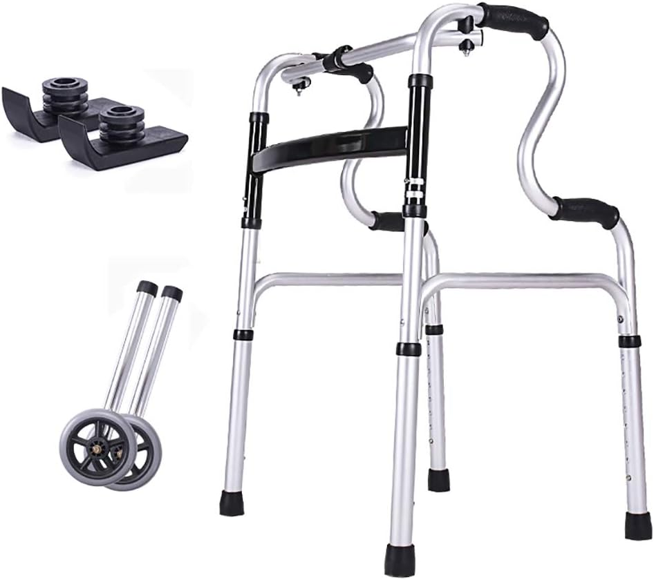 FKDEWALKER Aluminum Foldable Walking Mobility Aid，Rollator, 2in1 Stable Wheeled