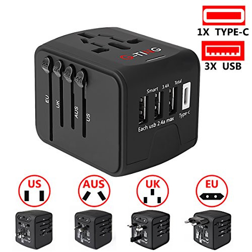 Universal Travel Charger Adapter, G-TING International All-in-one USB Travel Cube Power Adapter Plug for UK/EU/US/AU about 150 Countries, European Adapters, Worldwide Wall Charger AC Socket with U - Thumbnail 7