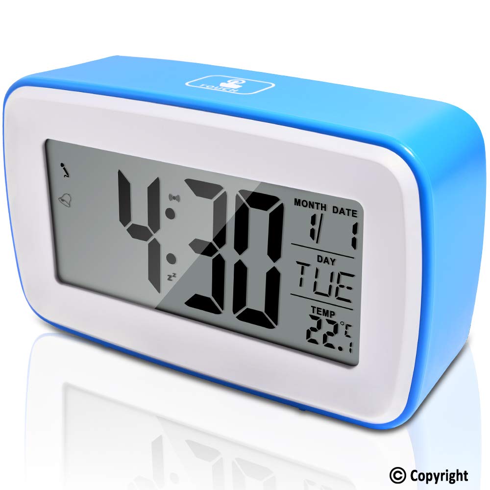 KOEPUO Digital Alarm Clock Battery Operated, Alarm Clocks Bedside Non Ticking Simple Desk Clock