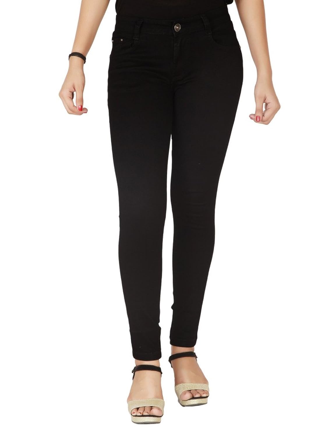 flirt nx women's denim stretchable black slim fit jeans