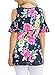 Asvivid Womens Summer Cold Shoulder Short Sleeve T-Shirt V Neck Floral Printed Loose Blouses Tops (Large, XX-Blue)